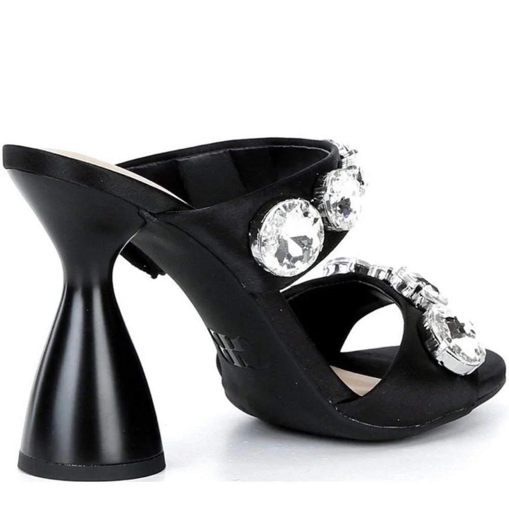 Gianni Bini News-Flash Velvet Jewel Ornament Dress Slide Sandals size‎ 9.5 black